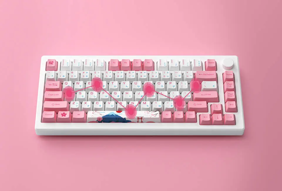 AKKO MOD007B-HE PC Tokyo Sakura Pink Magnetic Switch Keyboard - Hotswap, RGB, USB Type C - Rapid Trigger 56 nkey rollover