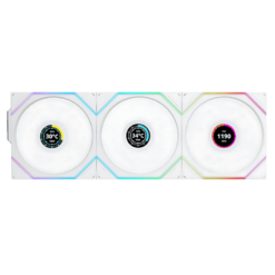 Lian Li UNI FAN TL120 LCD Wireless Reverse Blade Triple White Fan (12RTLLCD1W3W) - 3x 120mm fans, 2.4 GHz Wireless Signal for RGB & Fan Control