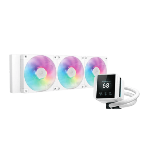 DeepCool MYSTIQUE 360 WH ARGB AIO Liquid CPU Cooler - White, 360mm Radiator, 5th Gen Pump 3400RPM AIO 2.8" 640x480 TFT LCD Screen, Anti-Leak Tech, FD12 ARGB WH Fans