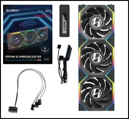 Lian Li UNI FAN SL Wireless LCD 120 Single White Fan (12SLLCD1W1W) - 1x 120mm fans, 1.6" LCD Display 48 SL pk 04