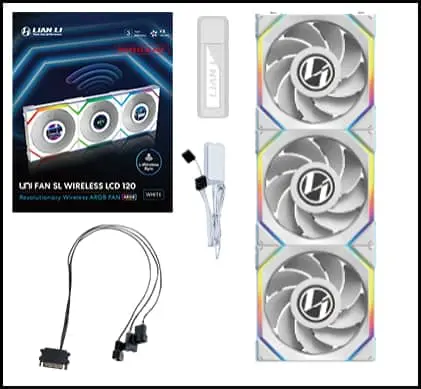 Lian Li UNI FAN SL Wireless LCD 120 Single White Fan (12SLLCD1W1W) - 1x 120mm fans, 1.6" LCD Display 49 SL pk 05