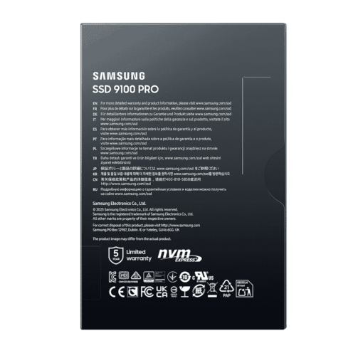 Samsung 9100 Pro 2TB (MZ-VAP2T0BW) SSD - PCIe® 5.0 x4, NVMe™ 2.0 interface, M.2 (2280) form factor, 14700 MB/s read, 13400 MB/s write