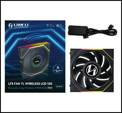 Lian Li UNI FAN TL120 Wireless Single Black Fan (12TL1W1B) - 1x 120mm fans, 2.4 GHz Wireless Signal for RGB & Fan Control 41 TL Wireless pg 001