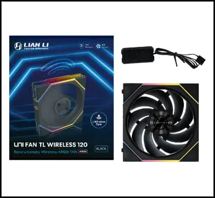 Lian Li UNI FAN TL120 Wireless Single Black Fan (12TL1W1B) - 1x 120mm fans, 2.4 GHz Wireless Signal for RGB & Fan Control 49 TL Wireless pg 009
