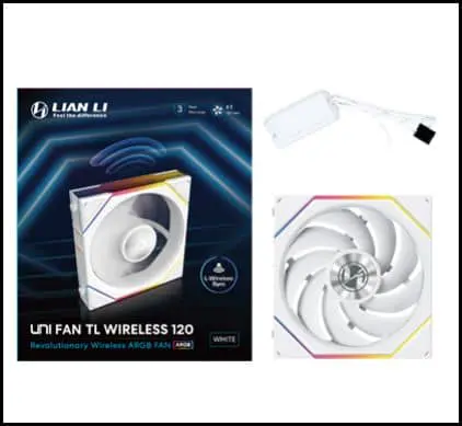 Lian Li UNI FAN TL120 Wireless Single Black Fan (12TL1W1B) - 1x 120mm fans, 2.4 GHz Wireless Signal for RGB & Fan Control 50 TL Wireless pg 010 c