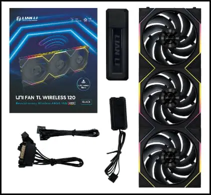 Lian Li UNI FAN TL120 Wireless Single Black Fan (12TL1W1B) - 1x 120mm fans, 2.4 GHz Wireless Signal for RGB & Fan Control 51 TL Wireless pg 011a