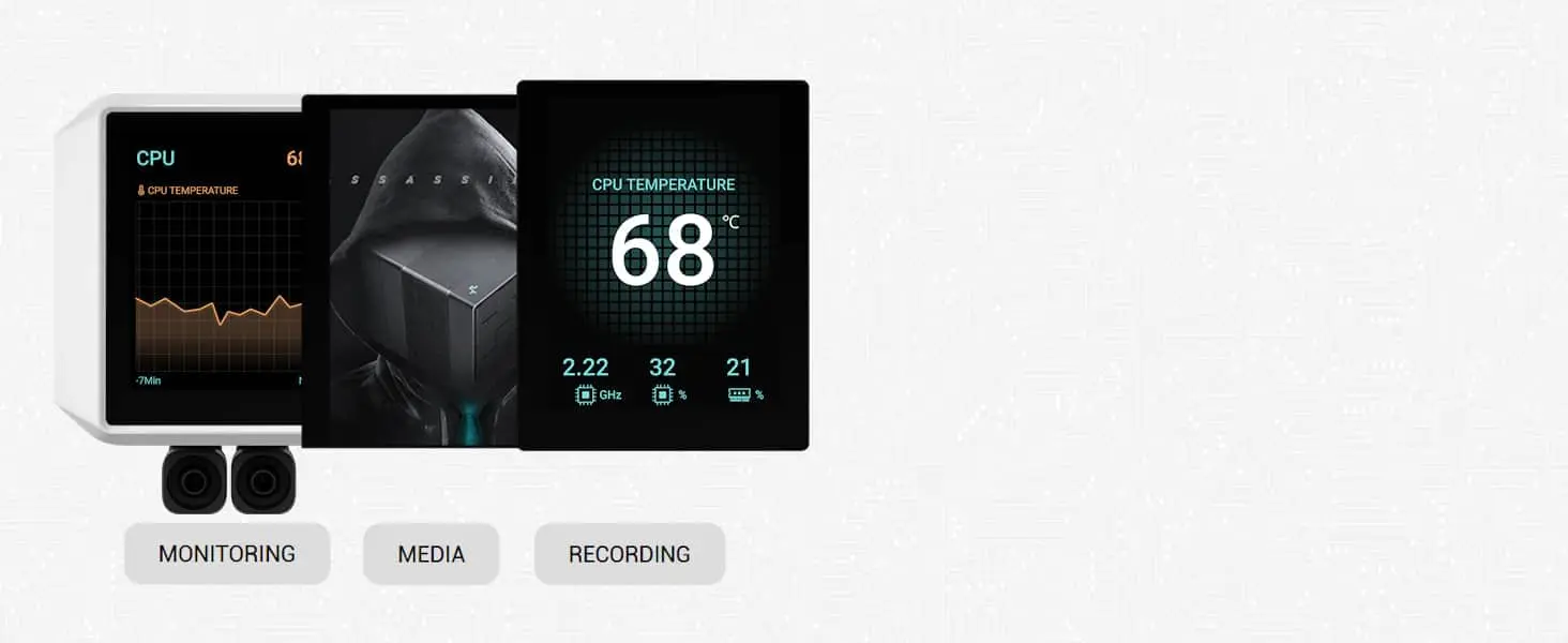 DeepCool MYSTIQUE 360 WH ARGB AIO Liquid CPU Cooler - White, 360mm Radiator, 5th Gen Pump 3400RPM AIO 2.8" 640x480 TFT LCD Screen, Anti-Leak Tech, FD12 ARGB WH Fans 20 WH 03 1