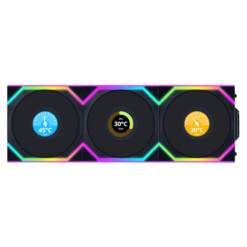 Lian Li UNI FAN SL Wireless LCD 120 Reverse Blade Triple Black Fan (12RSLLCD1W3B) - 3x 120mm fans, 1.6" LCD Display, 2.4 GHz Wireless Signal for RGB & Fan Control