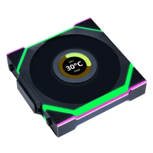 Lian Li UNI FAN SL Wireless LCD 120 Reverse Blade Triple Black Fan (12RSLLCD1W3B) - 3x 120mm fans, 1.6" LCD Display, 2.4 GHz Wireless Signal for RGB & Fan Control