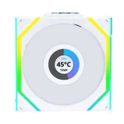 Lian Li UNI FAN SL Wireless LCD 120 Reverse Blade Triple White Fan (12RSLLCD1W3W) - 3x 120mm fans, 1.6" LCD Display, 2.4 GHz Wireless Signal for RGB & Fan Control 12 sl w 03 a