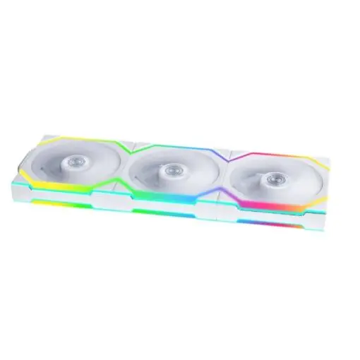 Lian Li UNI FAN SL Wireless LCD 120 Reverse Blade Triple White Fan (12RSLLCD1W3W) - 3x 120mm fans, 1.6" LCD Display, 2.4 GHz Wireless Signal for RGB & Fan Control