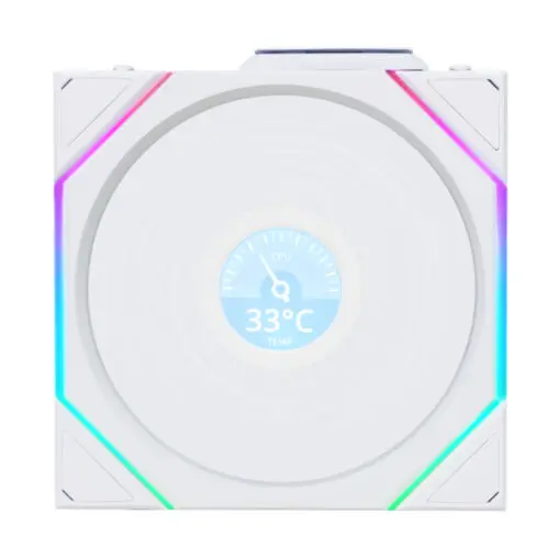 Lian Li UNI FAN TL120 LCD Wireless Triple White Fan (12TLLCD1W3W) - 3x 120mm fans, 2.4 GHz Wireless Signal for RGB & Fan Control