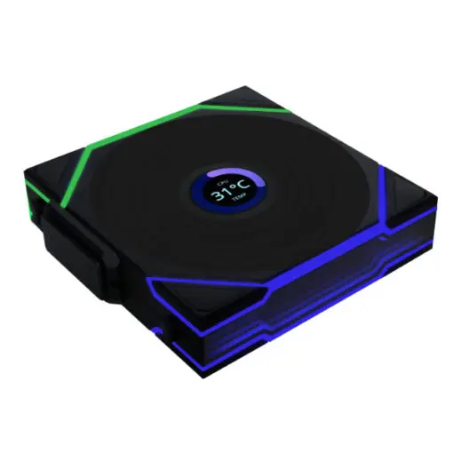 Lian Li UNI FAN TL120 LCD Wireless Triple Black Fan (12TLLCD1W3B) - 3x 120mm fans, 2.4 GHz Wireless Signal for RGB & Fan Control