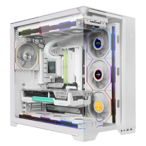 Lian Li UNI FAN TL120 LCD Wireless Triple White Fan (12TLLCD1W3W) - 3x 120mm fans, 2.4 GHz Wireless Signal for RGB & Fan Control
