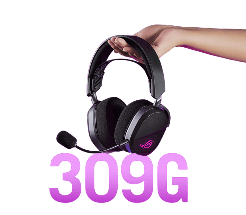 ASUS ROG Pelta Black Wireless Gaming Headset - Tri-mode connectivity, AuraSync, 309g, 50mm Titanium Drivers 21 2 1