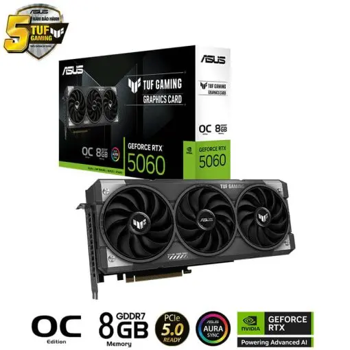 ASUS TUF Gaming GeForce RTX 5060 8GB GDDR7 OC Edition (TUF-RTX5060-O8G-GAMING) Graphics Card