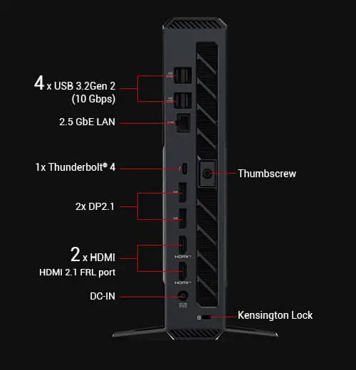ASUS ROG NUC (2025) NUC15JNK (RNUC15JNK9X28AAU) Gaming Desktop mini PC - Ultra 9 275HX, 32GB (2x16GB) 6400 DDR5, 2TB M.2 2280 NVMe™ PCIe® 4.0, RTX 5080 Laptop GPU, Win 11 Home 60 connectivity 1