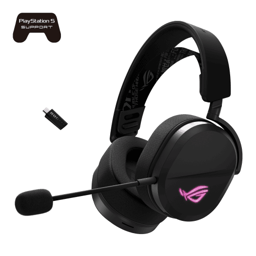 ASUS ROG Pelta Black Wireless Gaming Headset - Tri-mode connectivity, AuraSync, 309g, 50mm Titanium Drivers 16 h525