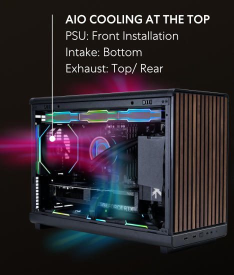 Lian Li DAN A3-mATX - Wood Front & Side Tempered Glass Panel Edition, M-ATX Case 33 4 2