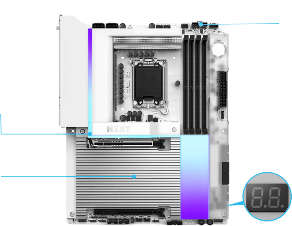 NZXT N9 Z890 Black Wi-Fi 7 Mainboard - Full Cover & RGB (N9-Z89XT-B1) 23 5 2