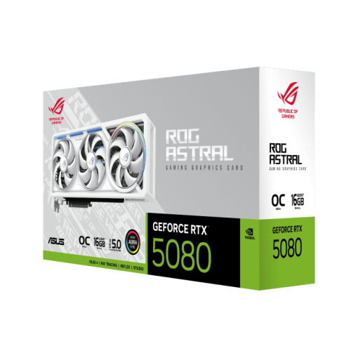 ASUS ROG Astral GeForce RTX 5080 WHITE OC Edition 16GB GDDR7 (ROG-ASTRAL-RTX5080-O16G-WHITE) Graphics Card