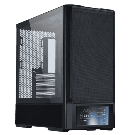 Lian Li LANCOOL 207 Digital Black Case - 6.5" LCD Screen, 2x140mm PWM front, 2x120mm PWM bottom fans pre-Installed