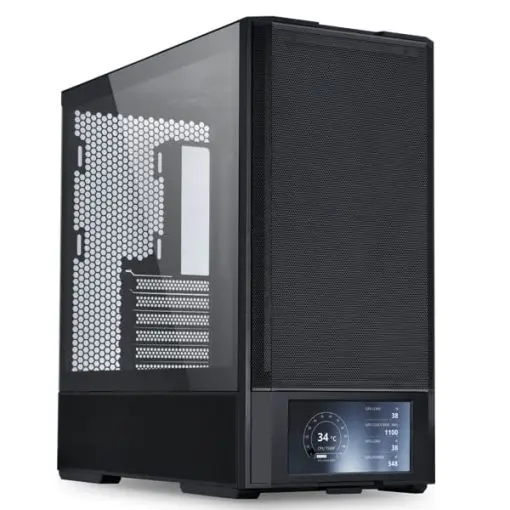 Lian Li LANCOOL 207 Digital Black Case - 6.5" LCD Screen, 2x140mm PWM front, 2x120mm PWM bottom fans pre-Installed