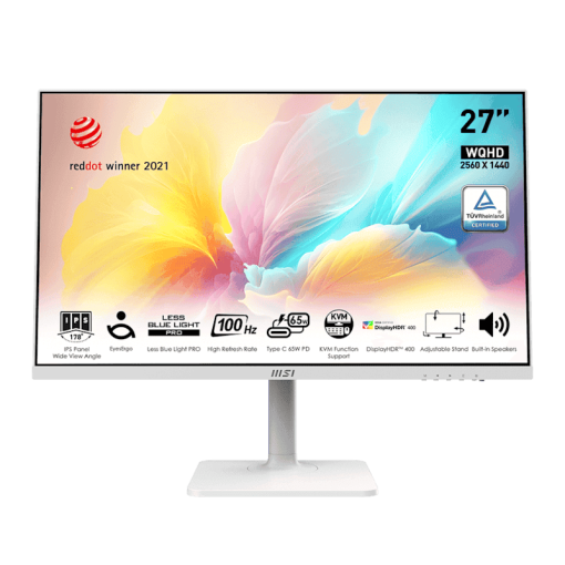 MSI Modern MD272QXPW Monitor - 27 inch, IPS16:9 WQHD (2560 x 1440) 100Hz 1ms (MPRT)
