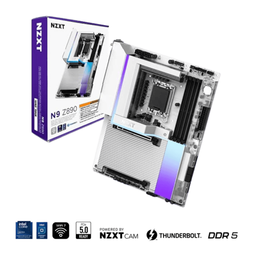 NZXT N9 Z890 White Wi-Fi 7 Mainboard - Full Cover & RGB (N9-Z89XT-B1)