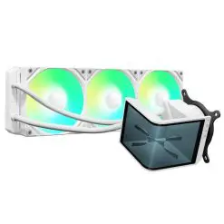 TRYX PANORAMA SE ARGB 360 WHITE AIO Liquid CPU Cooler - 6.5inch curved screen, 360mm radiator, Asetek Adela pump, 3x ARGB Gen2 Fans 8 PANORAMA SE ARGB 360 WHITE pic 1
