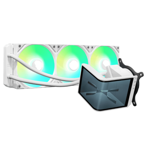 TRYX PANORAMA SE ARGB 360 WHITE AIO Liquid CPU Cooler - 6.5inch curved screen, 360mm radiator, Asetek Adela pump, 3x ARGB Gen2 Fans