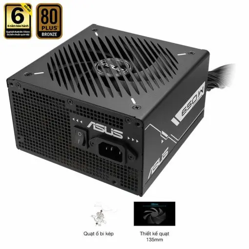 ASUS Prime 650B Black PSU - 650W Bronze, Dual Ball Fan Bearings, 135mm Fan Design