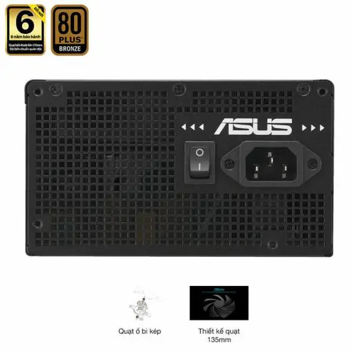 ASUS Prime 650B Black PSU - 650W Bronze, Dual Ball Fan Bearings, 135mm Fan Design