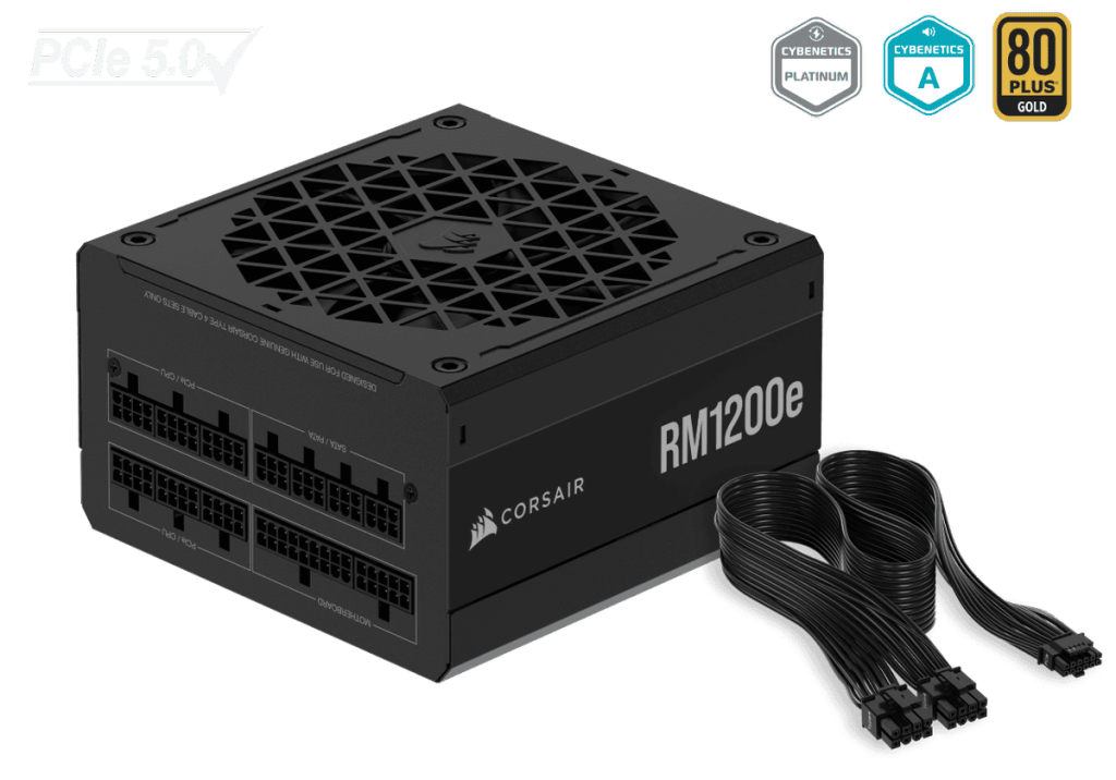 CORSAIR RMe Series RM1200e ATX 3.1 PCIe 5.1 (2025) Fully Modular PSU - 12V‑2×6 (GPU), 1200 Watt, 80 plus Gold, Low-Noise 24 Panel3 image 1