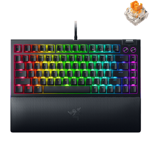 Razer BlackWidow V4 75% Phantom Green Tactile Gaming Mechanical Keyboard - Razer™ Orange Tactile Mechanical switches Gen-3