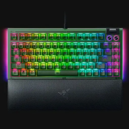Razer BlackWidow V4 75% Phantom Green Tactile Gaming Mechanical Keyboard - Razer™ Orange Tactile Mechanical switches Gen-3