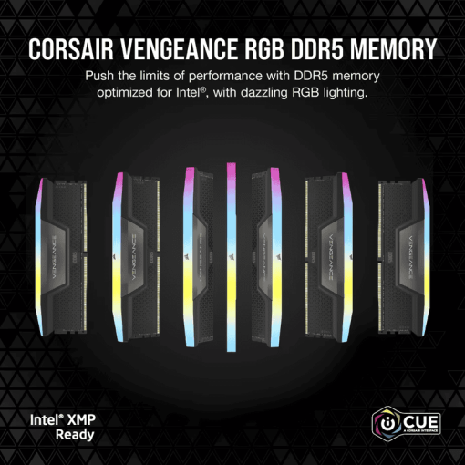 CORSAIR Vengeance RGB 96GB Memory Kit - Black, 96GB (2x48GB) DDR5, 5600MHz, CL40 DDR5 (CMH96GX5M2B5600C40)