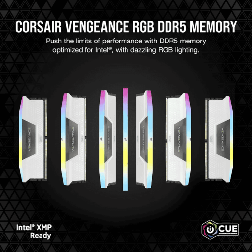 CORSAIR Vengeance RGB 32GB Memory Kit - White, 32GB (2x16GB) DDR5, 6000MHz, CL36 DDR5 (CMH32GX5M2E6000C36W)