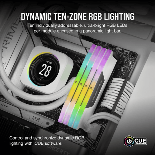 CORSAIR Vengeance RGB 32GB Memory Kit - White, 32GB (2x16GB) DDR5, 6000MHz, CL36 DDR5 (CMH32GX5M2E6000C36W)