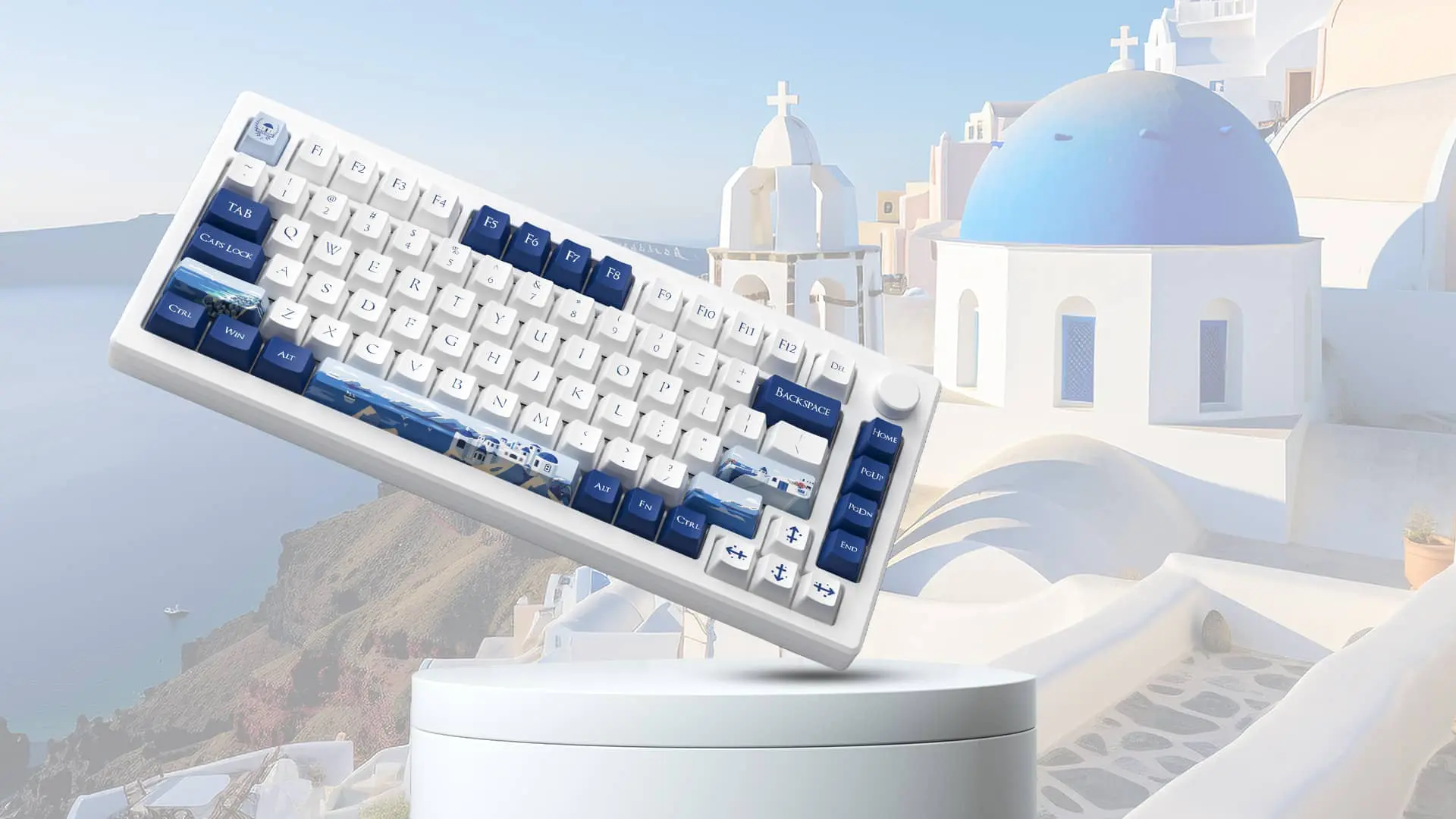 AKKO MOD007B-HE PC Santorini Sakura Pink Magnetic Switch Keyboard - 75%, RGB backlit, USB Type C 8K Hz Polling Rate Rapid Trigger 14 World Tour Aegean Sea MOD007B PC XQ Q GX