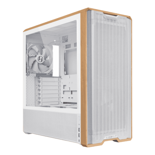 Lian Li LANCOOL 217 White Case - 170mm ARGB front fans, wood panels, USB Type-C Port, Tempered Glass Side Panel