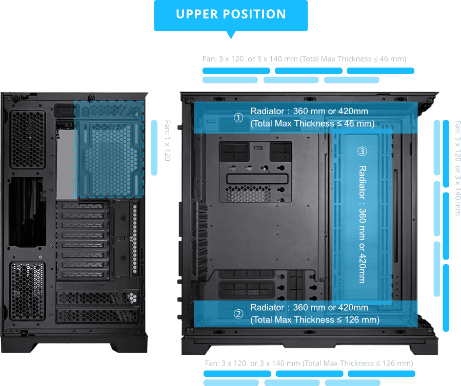 Lian Li O11 Dynamic EVO XL Black Tempered Glass ATX Mid Tower Case 35 O11D EVO XL UPPER POSITION