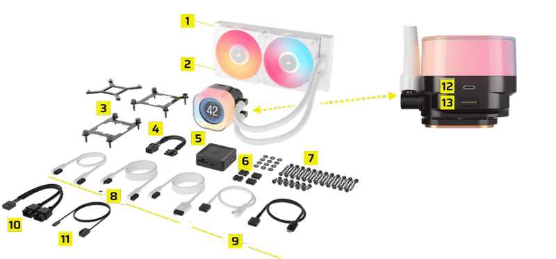 CORSAIR iCUE LINK TITAN 240 RX LCD AIO Liquid CPU Cooler (CW-9061025-WW) - White, 240mm radiator, 2.1" (480x480) IPS Dispaly, iCUE LINK System Hub included 46 icue rx240 white lcd io