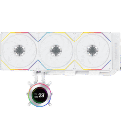 Lian Li Hydroshift II LCD-C 360TL White AIO Liquid CPU Cooler - 3 x UNI FAN TL Wireless, 2.1 inch IPS 480×480 res LCD Screen