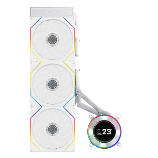 Lian Li Hydroshift II LCD-C 360TL White AIO Liquid CPU Cooler - 3 x UNI FAN TL Wireless, 2.1 inch IPS 480×480 res LCD Screen