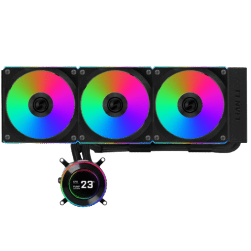 Lian Li Hydroshift II LCD-C 360CL Black AIO Liquid CPU Cooler - 3 x UNI FAN CL Wireless, 2.1 inch IPS 480×480 res LCD Screen