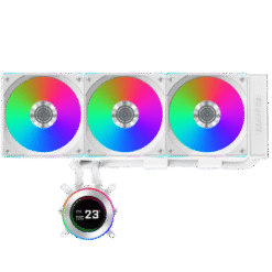 Lian Li Hydroshift II LCD-C 360CL White AIO Liquid CPU Cooler - 3 x UNI FAN CL Wireless, 2.1 inch IPS 480×480 res LCD Screen