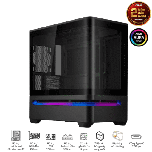 ASUS Prime AP202TG Black M-ATX Tempered Glass Case