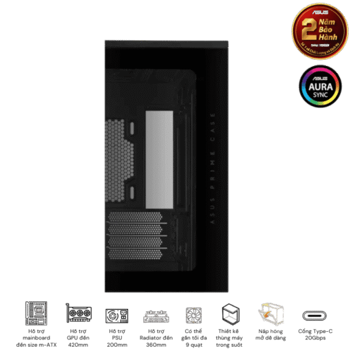ASUS Prime AP202TG Black M-ATX Tempered Glass Case