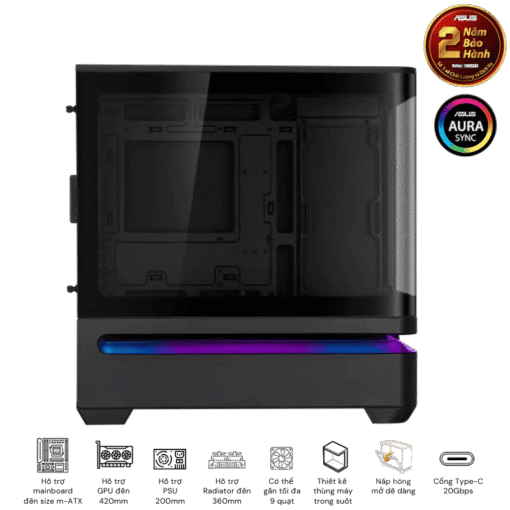 ASUS Prime AP202TG Black M-ATX Tempered Glass Case